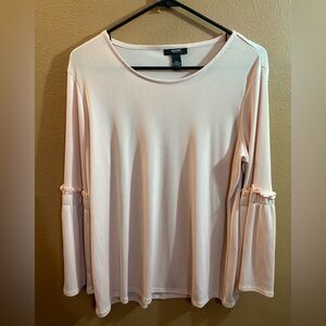 Alfani Blush Pink/Peach Ribbed Long Sleeve Blouse - PXL